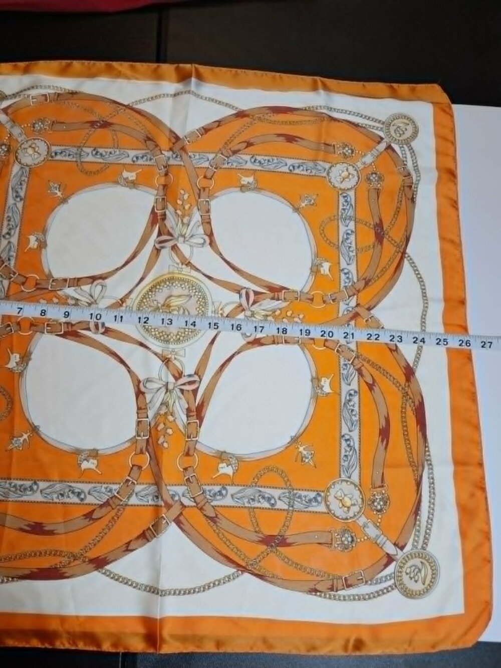 Orange Equestrian Chain Belt Print Scarf - Picture 5 of 6